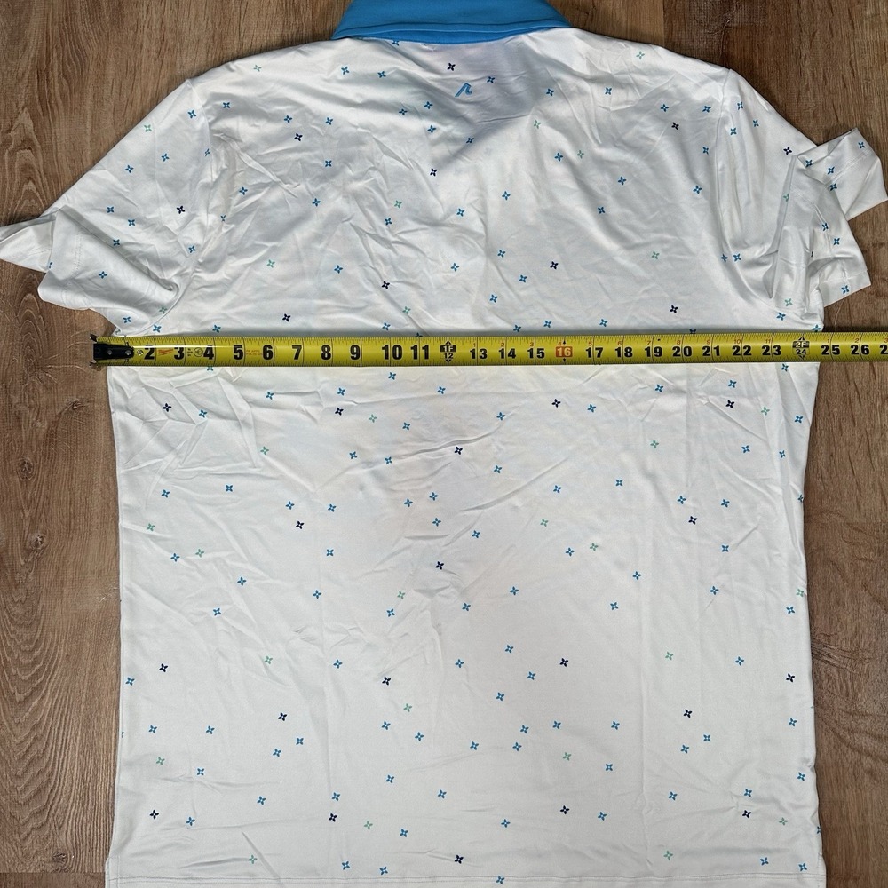NEW Redvanly Men's Size XL Short Sleeve White  Blue Shirt Savile Polo Golf - Picture 9 of 9
